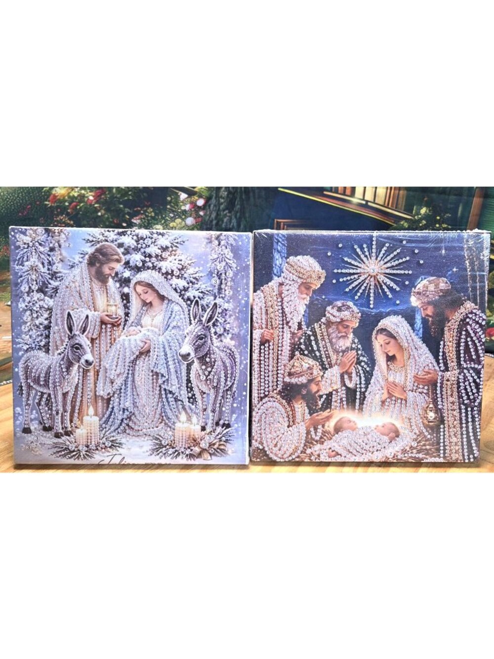 Set Of 2 Diamond Painting Kit Nativity Scenes 10x10 Christmas Art DIY Craft